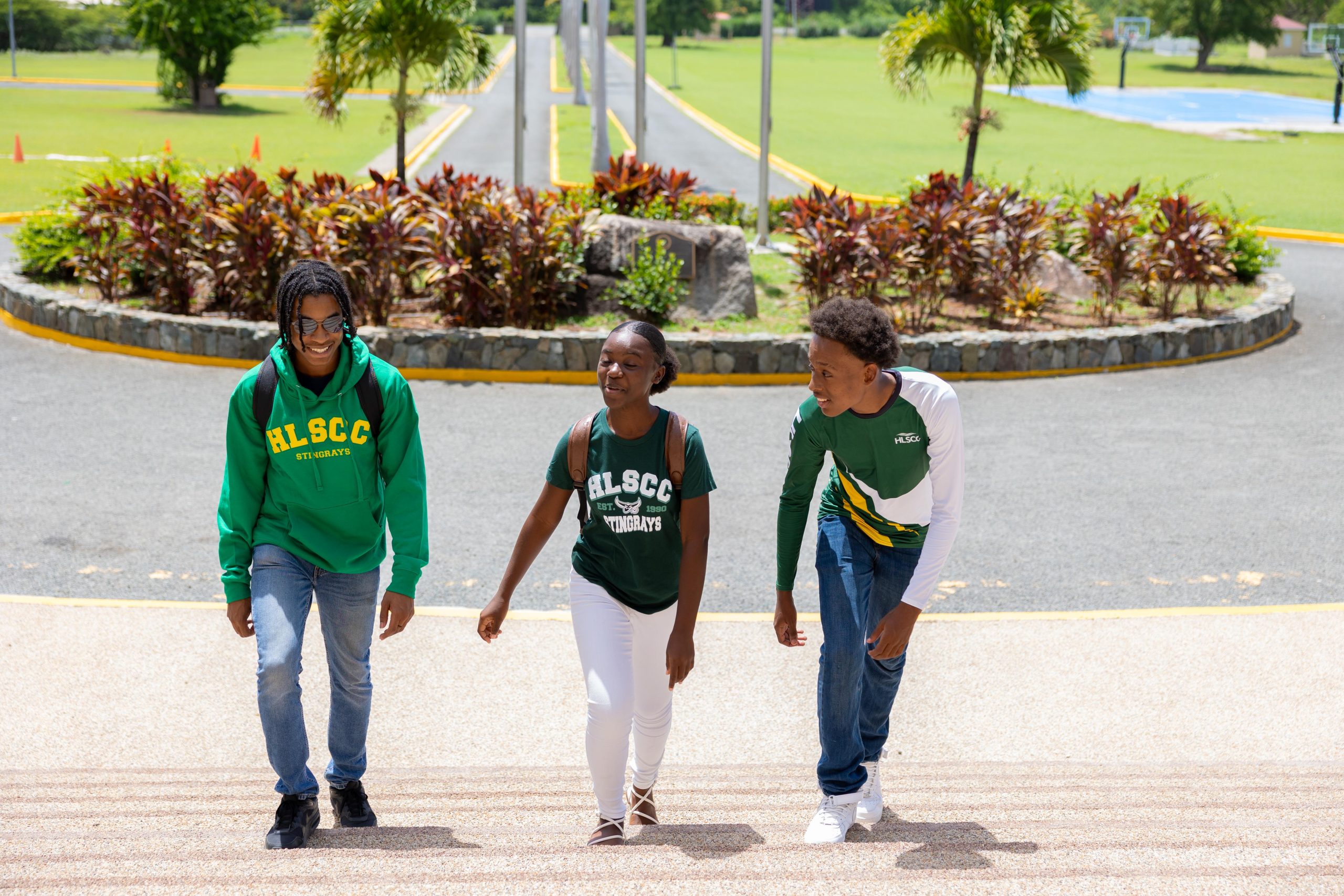 Students walking together in HLSCC attire