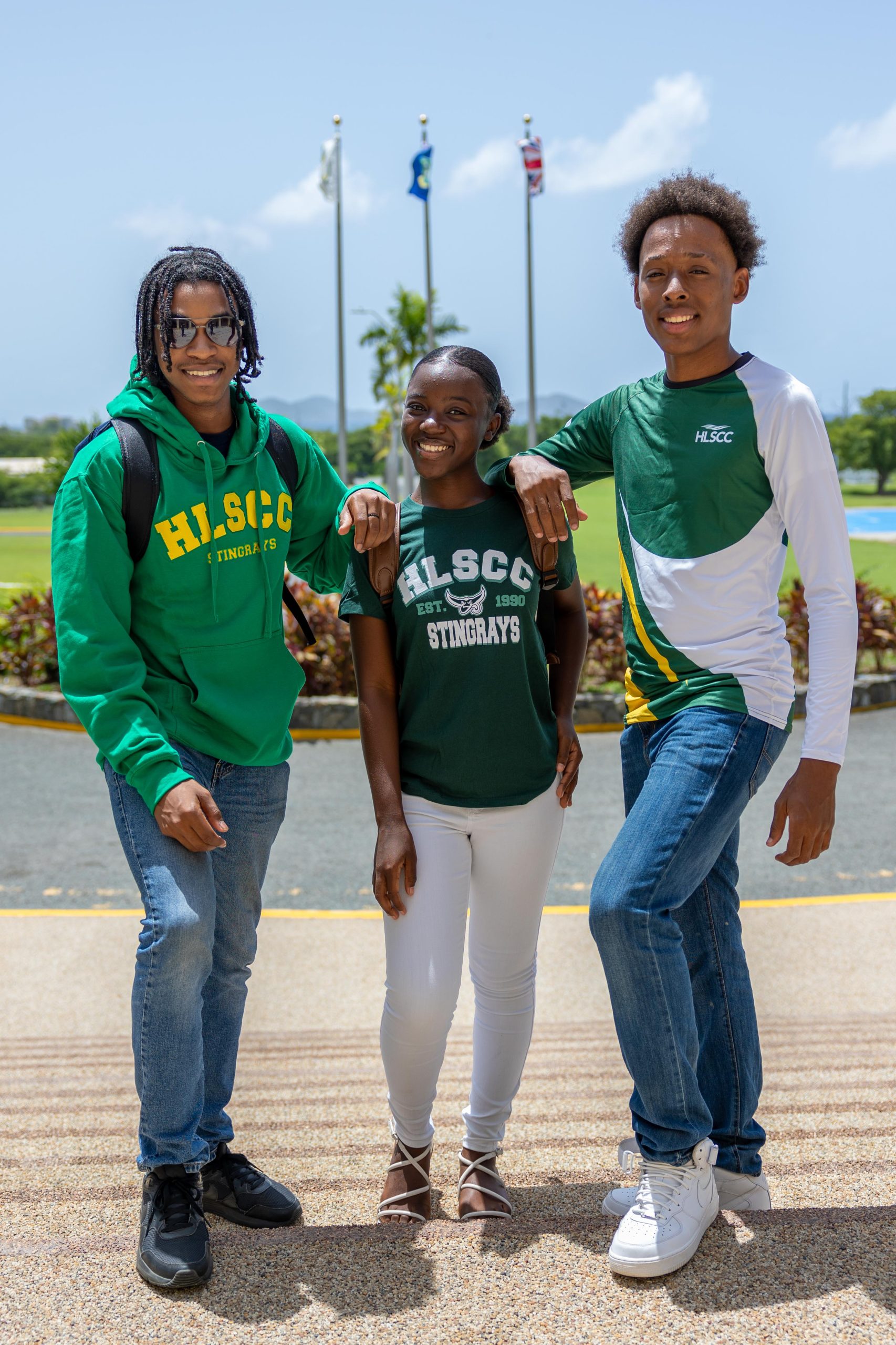 Students wearing HLSCC attire outdoors